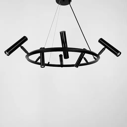 Круглая подвесная черная люстра LEEDS на 6 спотов Ø 60 см Line.F MJ 137/6 BK - фото 1