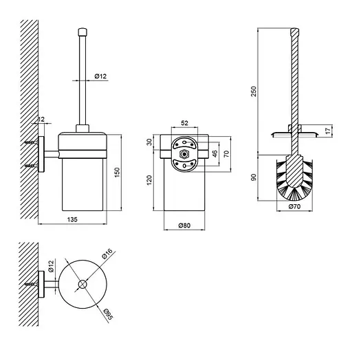 Ершик для унитаза Lidz (WHI)-114.05.02, Белый - фото 2
