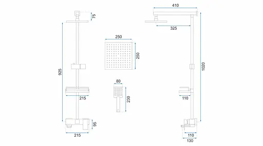 Душова система Rea Jack black чорний з полицею REA-P7009, Чорний - фото 10