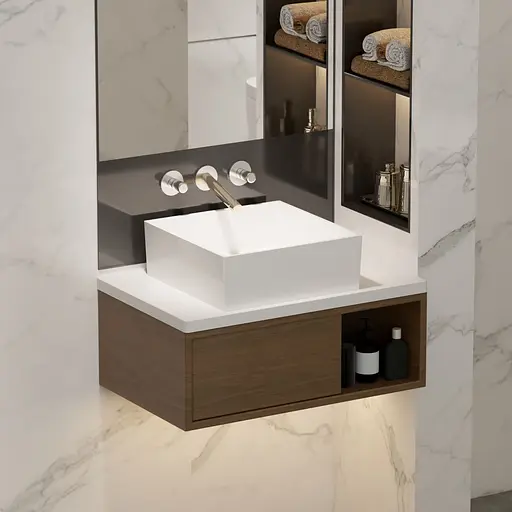 Раковина матова накладна Amidicon Ring 40 400x400 з литого каменю RING_40_MAT, Білий матовий - фото 8