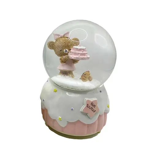 Сніжна куля Музична з підсвіткою Ведмедик з подарунками, F-341-100, 100 мм (В асортименті) - фото 2