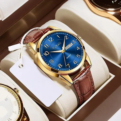 Чоловічий годинник з великим обличчям Легко читаний годинник з арабськими цифрами для чоловіків Класичний чорний коричневий - фото 3