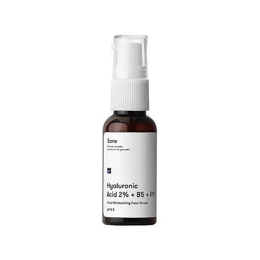 Сироватка для обличчя Sane Hyaluronic Acid 2% + B5 + PP З гіалуроновою кислотою і вітамінами B5 РР 30 мл (4820266830496)