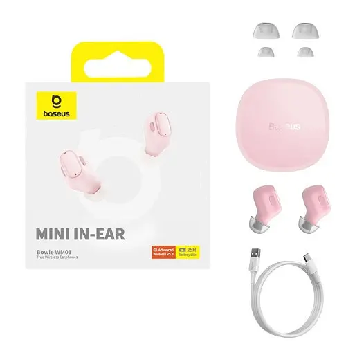 Навушники Baseus Bowie WM01 True Wireless Earphones рожевий NGTW370004 - фото 6