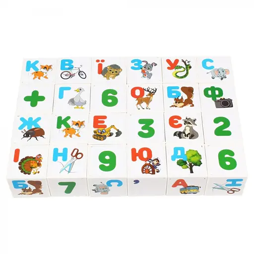 Дитячий розвиваючий набір кубиків "Абетка + Арифметика" ТехноК 2728TXK 24 кубики - фото 3