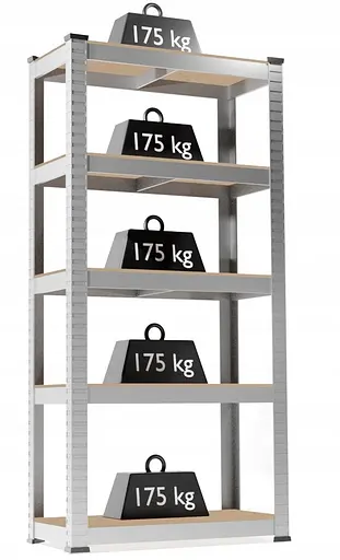 Набір з 2-х металевих стелажів (180 x 90 x 30 см) 5 полиць навантаження 175 кг на полицю Сірий - фото 7