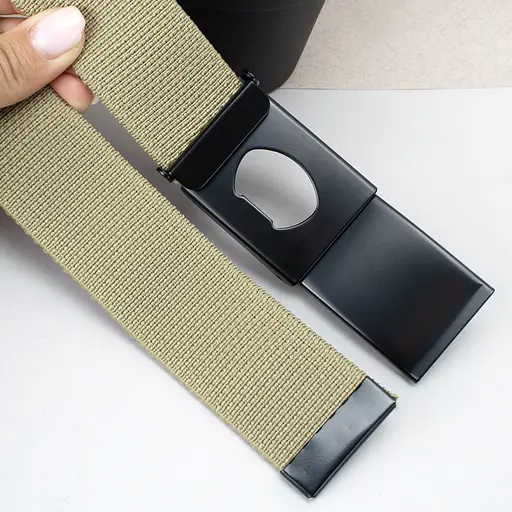 Ремінь-гумка чоловічий на затиску PS-40023 (112 см) бежевий плетений - фото 3