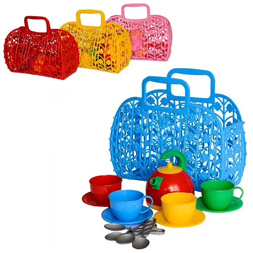 Корзинка с набором посуды 25×21.5×11 см ТехноК 1608 (4823037601608) Микс - фото 1