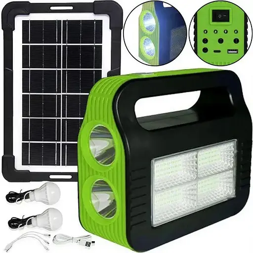 Солнечная зарядная станция COBA CB-999B с 2 лампочками + LED фонарь - фото 2