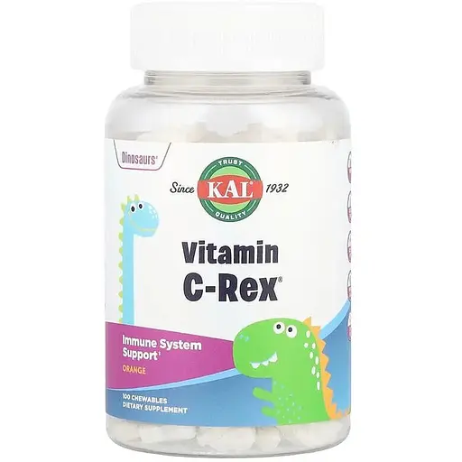 Витамин C для детей KAL Vitamin C-Rex, 100 жевательных таблеток - Апельсин - фото 1