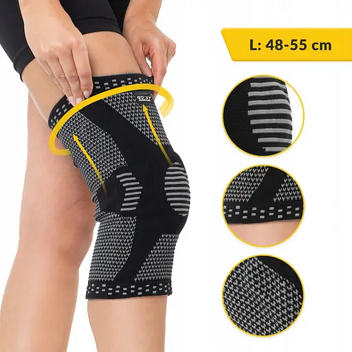 Фіксатор (бандаж) для коліна 4FIZJO зі стабілізацією колінної чашки 1 шт 4FJ0464 Size L (P-5907739317995) - фото 2