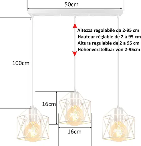 PETITES ECRAVISSES Подвесной промышленный светильник 3 лампы Винтаж E27 - фото 2