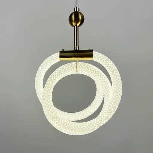 Латунний підвіс із трьома завитками обплетеного неону 33 Вт | Арт. MJ 201-400 AB | Line F - фото 1