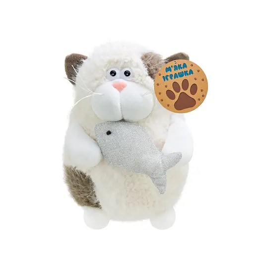 М'яка іграшка C6302 Кіт з рибкою, 20см, у пакеті (6924050063027) Коричневий - фото 1