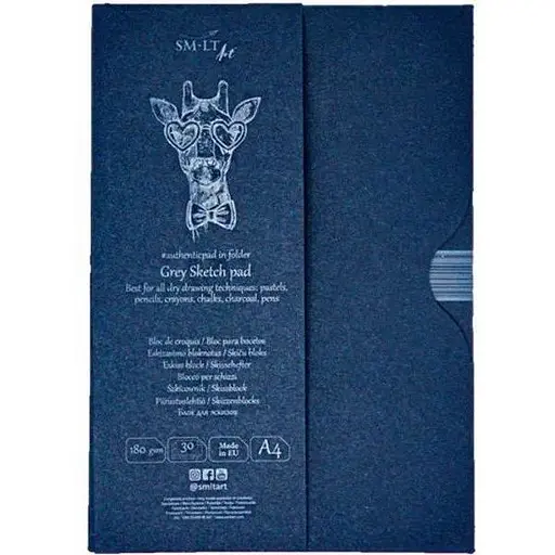 Склейка для ескізів в папці SM-LT Art Authentic А4 180г/м2 30л сірий колір - фото 1