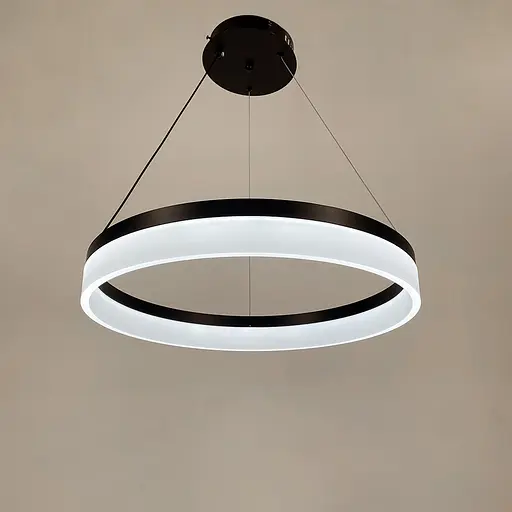 Сучасна кільцева люстра в чорному каркасі у 3-х розмірах | Арт. YO 18 BK | Line F - фото 5