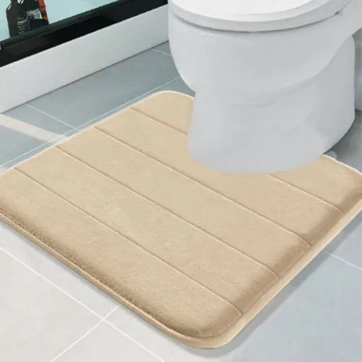 Современный коврик для ванной Aquarius с эффектом памяти U-образный контурный 50 х 50 см. Бежевый в полоску