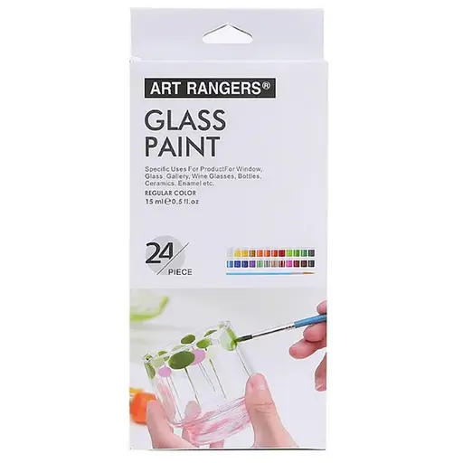 Набор красок для стекла Art Nation GAS2415, 15 мл, 24 цвета, 3 кисточки - фото 1