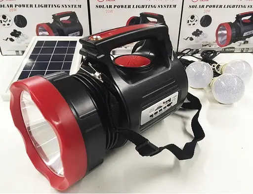 Переносной фонарь прожектор Yajia YJ-1908T аккумуляторная мощная солнечная панель три лампы - фото 5