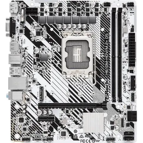 Материнская плата ASRock LGA1700, H610M-HDV/M.2+ D5, H610, 2xDDR5, Int.Video(CPU), 4xSATA3, 1xM.2, 1xPCI-E 4.0 x16, 1xPCI-E 3.0 x1, ALC897, RTL8111H, 4xUSB3.2/6xUSB2.0, VGA/HDMI/DP, MicroATX