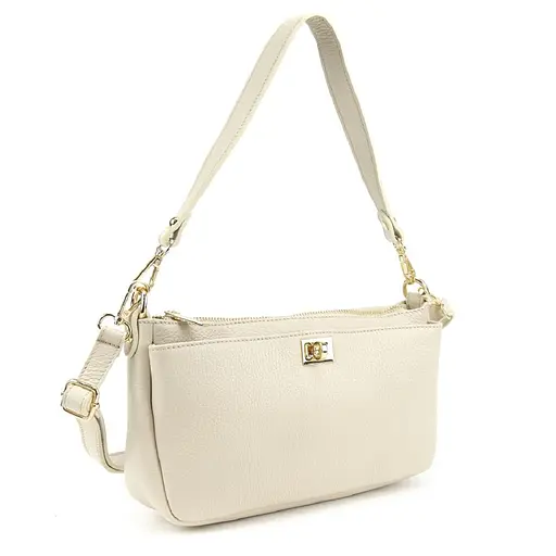Компактне шкіряне кросбоді молочного кольору Firenze Italy F-IT-9568WB