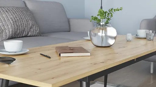 Стіл журнальний трансформер Dandi Small Ferrum-decor 45x120(160)x70 Чорний метал ДСП Дуб Артізан 16 мм (FRD-106800) - фото 7