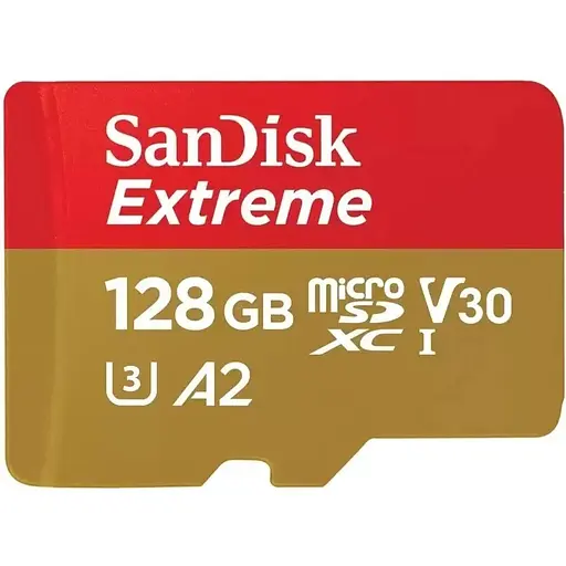 SanDisk Карта памяти microSD 128GB C10 UHS-I U3 R190/W90MB/s Extreme V30+SD
