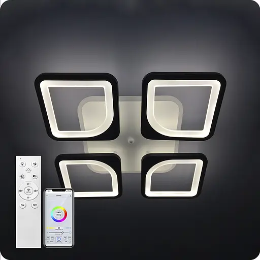 Люстра світлодіодна 517 Light 3color з пультом 96Вт Чорний (01188) - фото 2