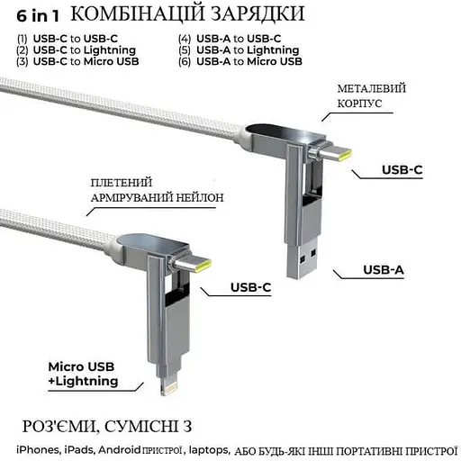 Кабель Rolling Square inCharge XL 3 м білий (XLL02R) - фото 8