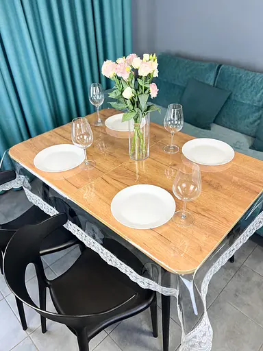 Силиконовая скатерть с серым кружевом Арка 7 см 100х100 см - фото 9