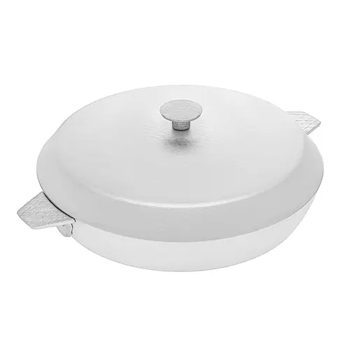 Жаровня сковорода алюмінієва з кришкою та литими ручками Ø 29.4 см для смаження, тушкування та запікання Сріблястий 87870 - фото 1