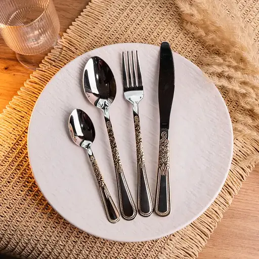 Набор столовых приборов Yiwu из нержавеющей стали на 6 персон столовая вилка ложка нож в подарочной упаковке HP-16978-24 - фото 2