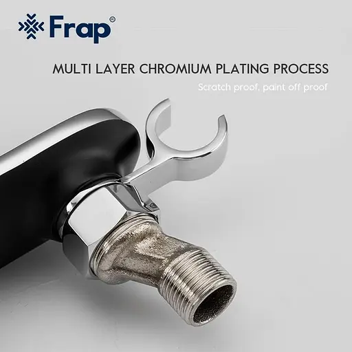 Змішувач для гігієнічного душу зовнішнього монтажу 150 мм Frap F2049-6, чорний/хром, Чорний матовий - фото 5