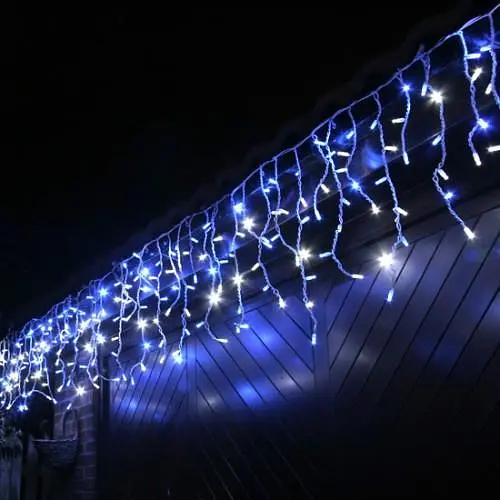 Наружная новогодняя гирлянда бахрома (белая проволока) Xmas W-2 5x0.6 м 120 LED Синий - фото 3