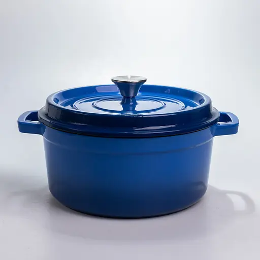 Чугунная кастрюля 4.5 л эмалированная с крышкой для тушения запекания Синий Premium Cookware HP-1-19-BLUE - фото 2