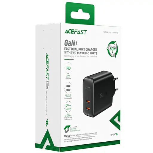 МЗП Acefast A29 PD50W GaN (2USB-C) Black - фото 4