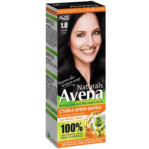 Стійка крем-фарба для волосся Acme Color Avena Naturals 1.0 чорний - фото 1