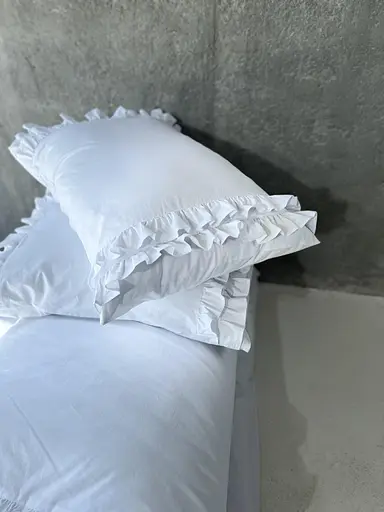 Комплект постільної білизни полуторний з рюшами 155х215 см варена бавовна White Dream Білий (2003/2wR) - фото 3