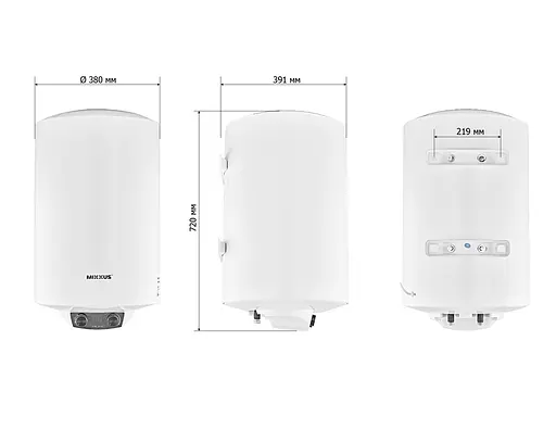 Водонагрівач "Циліндр" Mixxus EWH-08050 Round Dry накопичувальний 50 л сухий тен 2 kW WH0608 - фото 3