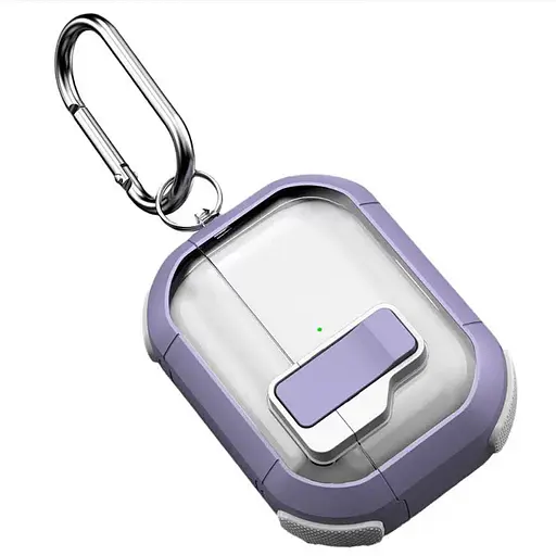 Футляр протиударний Locking Button для навушників Airpods Pro 2 / Pro Light Purple - фото 5