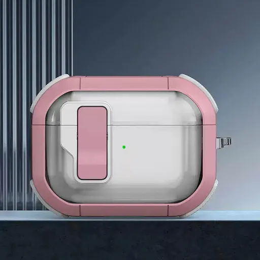 Футляр протиударний Locking Button для навушників Airpods Pro Pink - фото 2