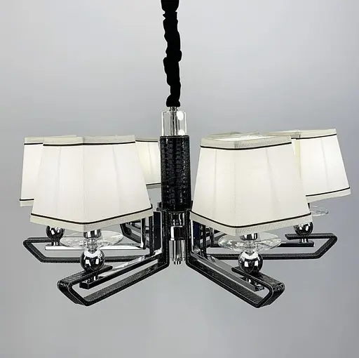 Люстра с черной экокожией на 6 абажуров Line.F S 1449/6 BK - фото 2