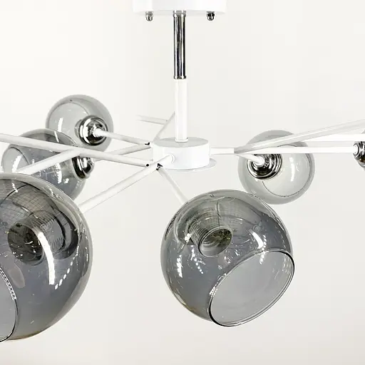 Люстра на 6 графитовых плафонах в белом корпусе Ø 60 см | Ст. 088N/6 WT+CH+GR | Line F - фото 2