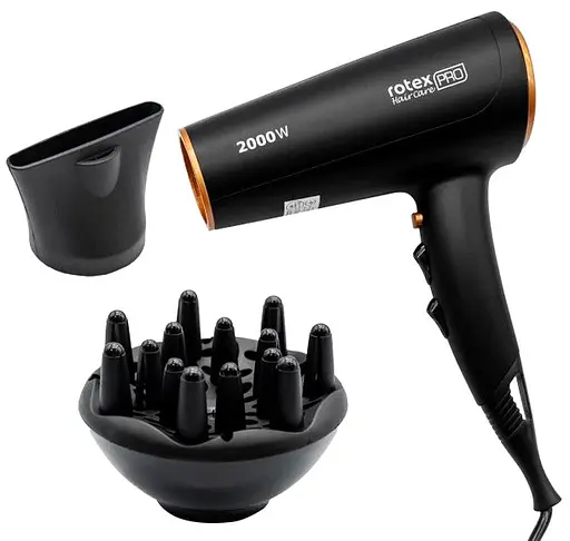 Профессиональный мощный фен Rotex RFF200-B DelicateCare Pro диффузор концентратор 2000 Вт - фото 2