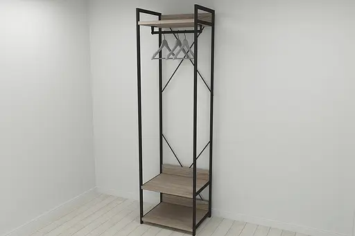 Шафа Гардероб Уні секція 1 серії Конект Ferrum-decor 220x60x50см Чорний метал ДСП Дуб Сонома Трюфель 32 мм (FRD-104502) - фото 3