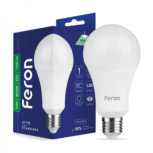 Лампа свiтлодiодна Feron LB-705 A60 230V 15 Вт E27 4000K (1755)