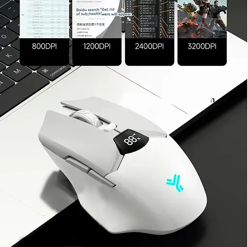 Мишка Бездротова Ігрова SX01 600 мАг Bluetooth DPI для Пк і ноутбуків Біла  - фото 7