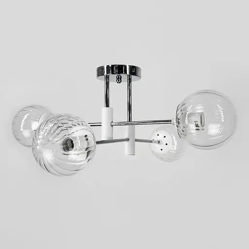 Люстра хромированная с белой фурнитурой на 4 белых плафона Ø 60 см | Ст. 51797/4 CH+WT+CL | Line F - фото 1