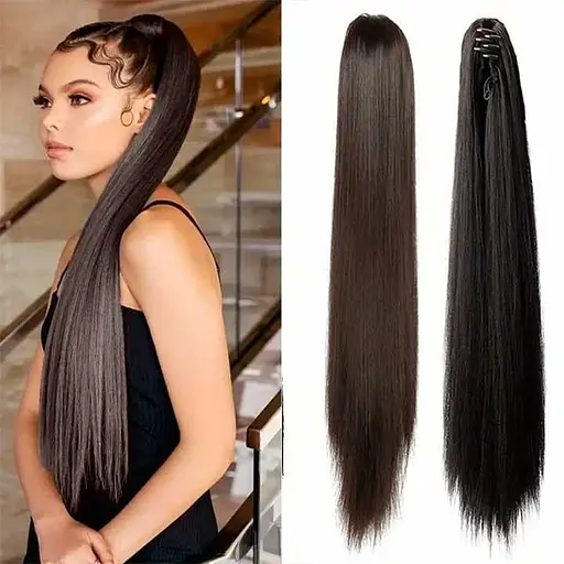 Шиньйон накладний хвіст на шпильці Didaka пряме волосся 50 см "Брюнетка" K0973-1 - фото 9