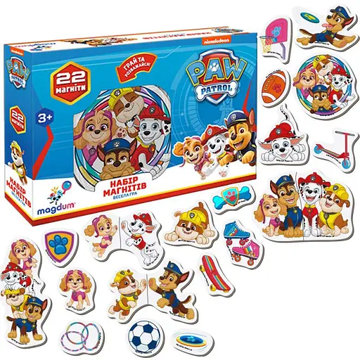 Детский набор магнитов Щенячий патруль "Веселая игра" Magdum ML4034-02 22 шт
